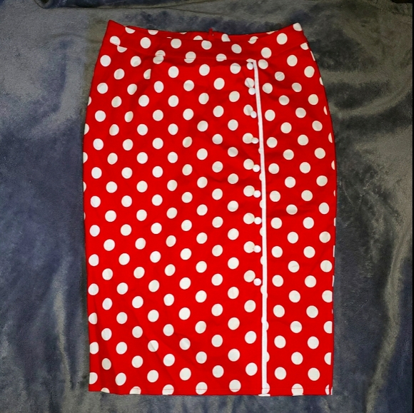 Sourpuss Dresses & Skirts - Red and dots pencil skirt